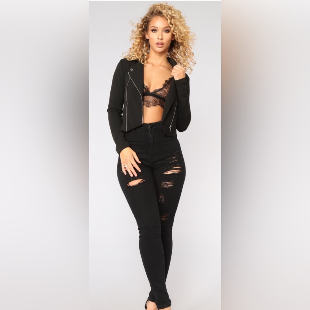 Fashion Nova Black Distressed Jeans